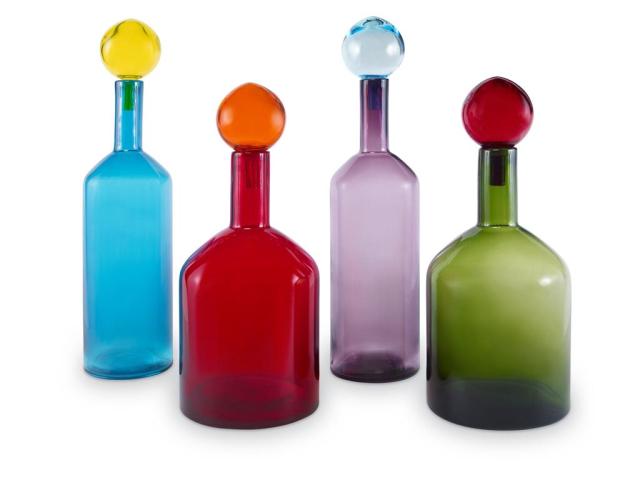 design glass art colorful bottles from curated kravet
